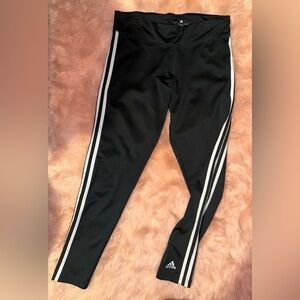 Women’s Adidas Black Leggings with Three White Stripes